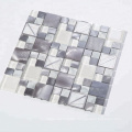 Glass Mixed Metal and Stone Small Square Mosaic Tiles